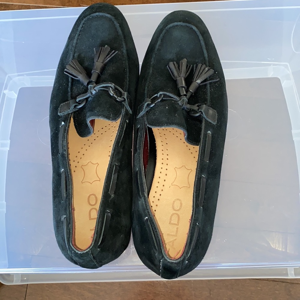 Aldo Olaleviel Suede Tassel Loafers in Black